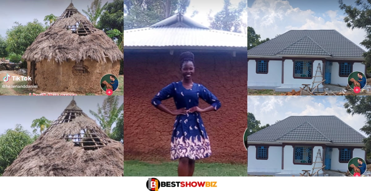 Lady Builds House for Parents, Gives Them A Better Sleeping place (See Photos)