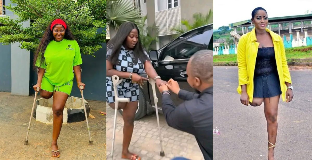 Beautiful Amputee Actress, Doris Akonanya's Boyfriend surprises her with a marriage proposal on her birthday (Video)