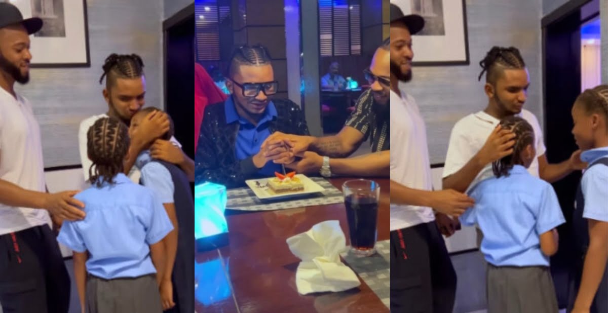 Flavour and his 3 daughters visit his adopted son, Semah as they celebrate his birthday in a beautiful video