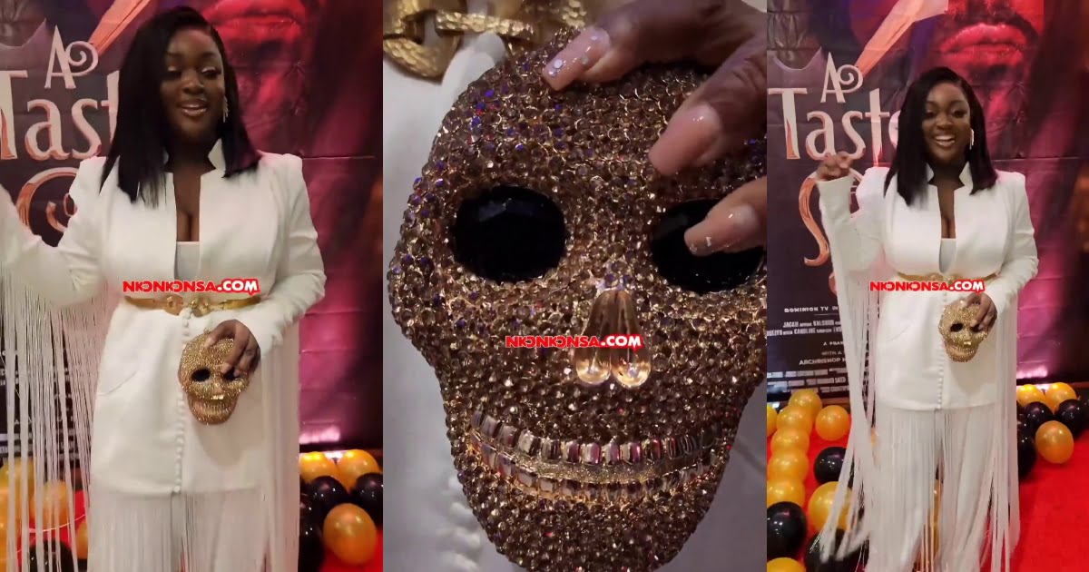Is She Illuminati? - Reactions As Jackie Appiah Spotted With A Skull-Carved Handbag (Watch Video)