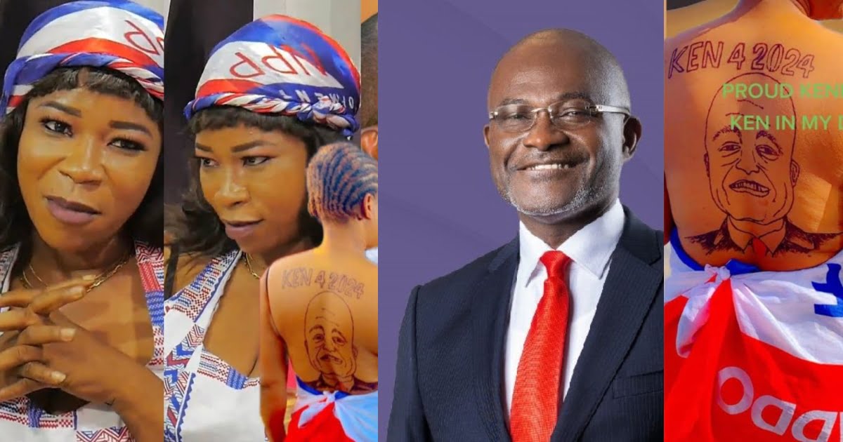 Woman tattoos Kennedy Agyapong’s face at her back - Video