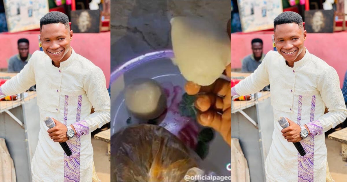 Popular Evangelist Suro Nyame Cries Out After Seeing 2 Balls Of Banku And Okro Stew He Ordered For GH¢90 - Video