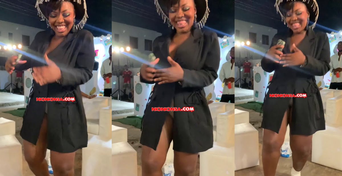 Felicia Osei gives free show as she flashes white pants while dancing in public
