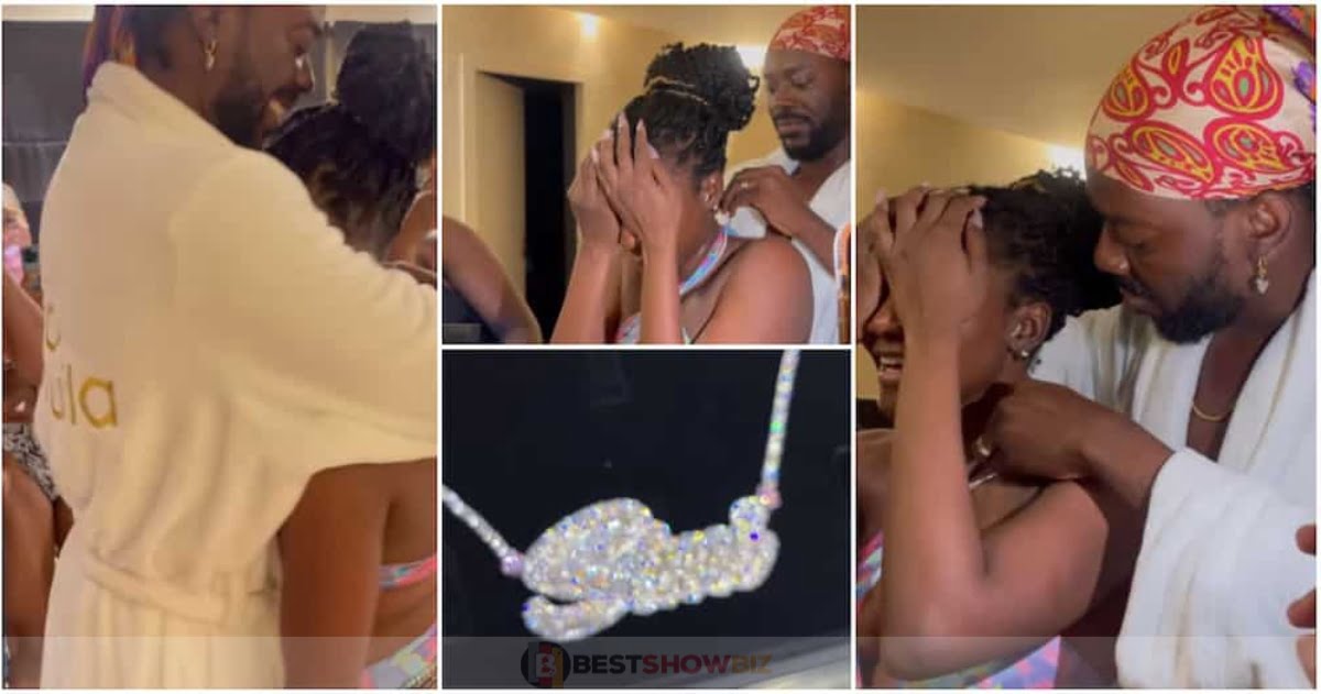 Adekunle Gold Gifts Wife Simi Customized Diamond Necklace on Her 35th Birthday (watch video)