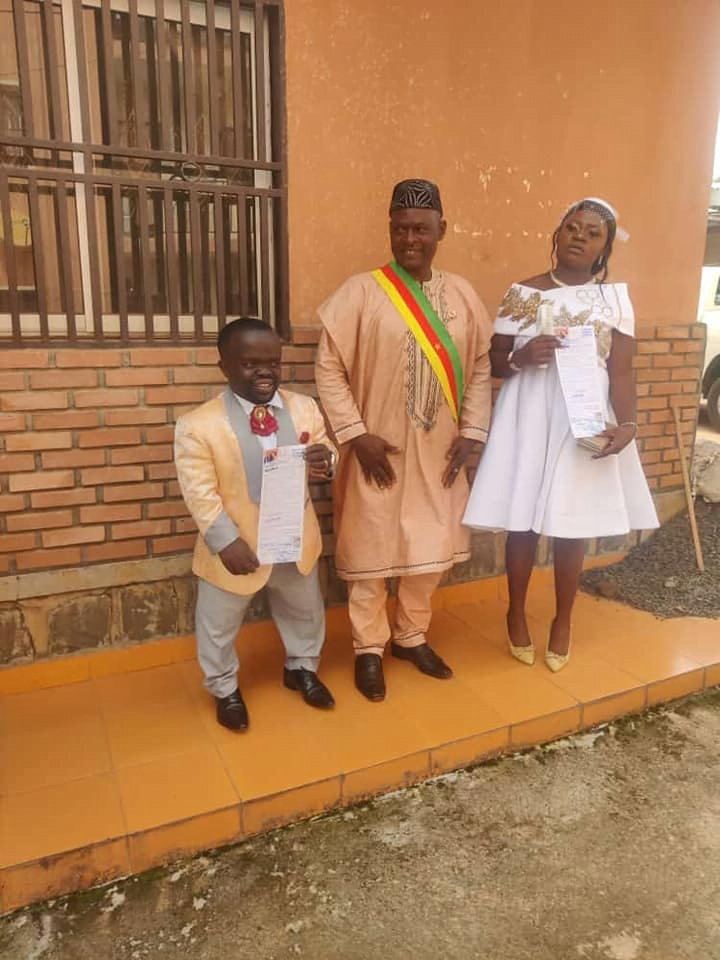 Wedding photos of short Cameroonian teacher who was rejected by women due to his height go viral