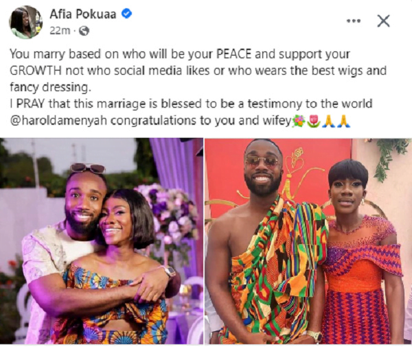 Marry someone who will give you peace, and not someone who wears fancy wigs - Afia Pokuaa on Harold's wife