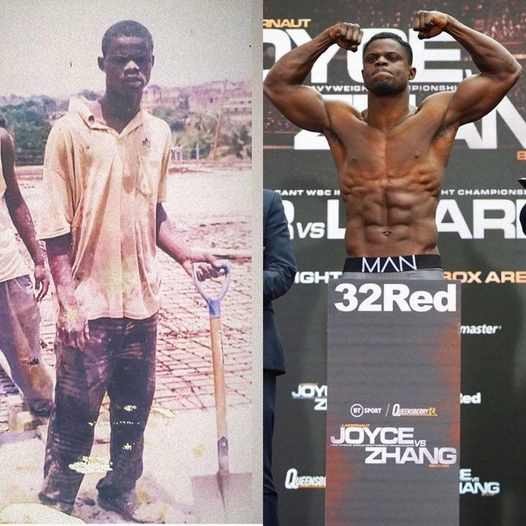 See Old Photos Of Ghanaian boxer working as a laborer before turning a professional boxer after traveling abroad