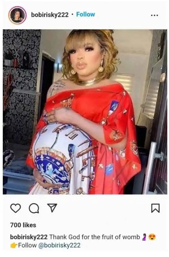 Massive Reactions As Popular Cross-Dresser, Bobrisky Shows Off His Baby Pump In New Photos