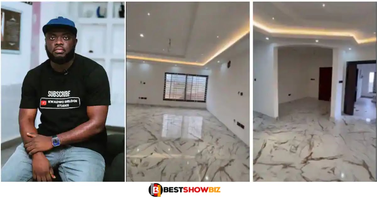 Netizens go wild as Kwadwo Sheldon shows off his opulent new house and its stunning interior design (watch video)
