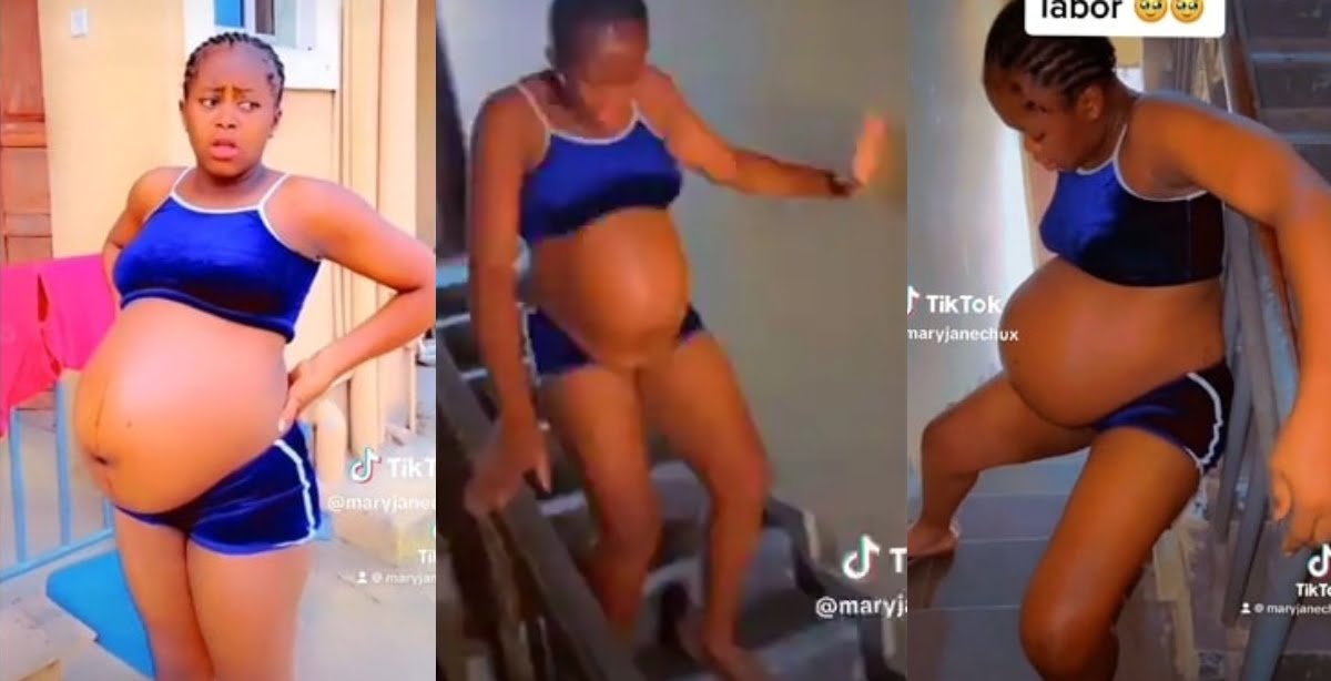 10 months of pregnancy but has no sign of labor - Pregnant Woman runs on staircase as an exercise (Watch Video)