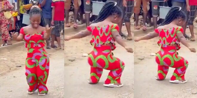 Beautiful Dwarf Lady Steals All Attention As She Dances Inside Market -Watch Video