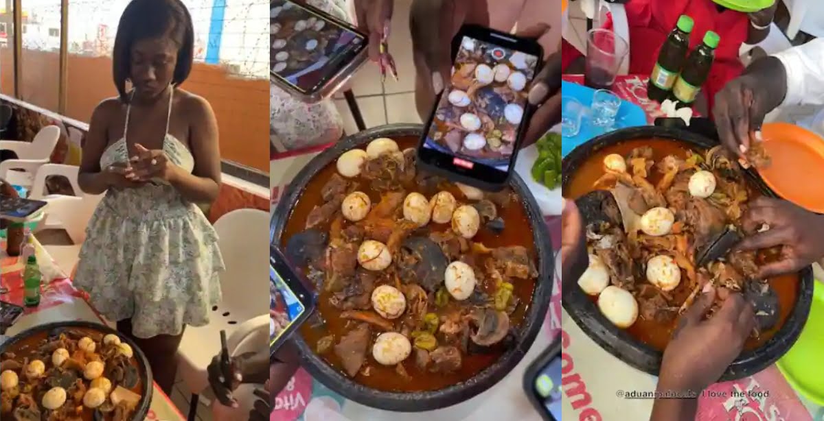 Hajia Bintu And Friends Spotted Eating A Large Bowl Of Fufu Filled With Eggs - Watch Video