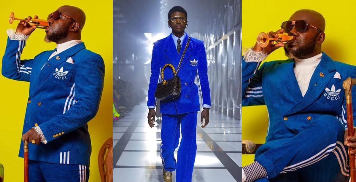 Osebo The Zaraman Rocks The New Blue Gucci and Adidas Suit Which is Worth GH¢35,500 - (Photos)