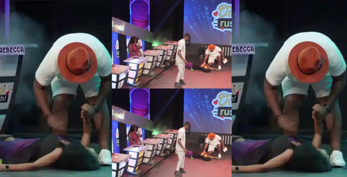 Rebecca of DateRush Collapses On The Show After Tall Slim Man Turned Off Her Buzzer - Watch Video