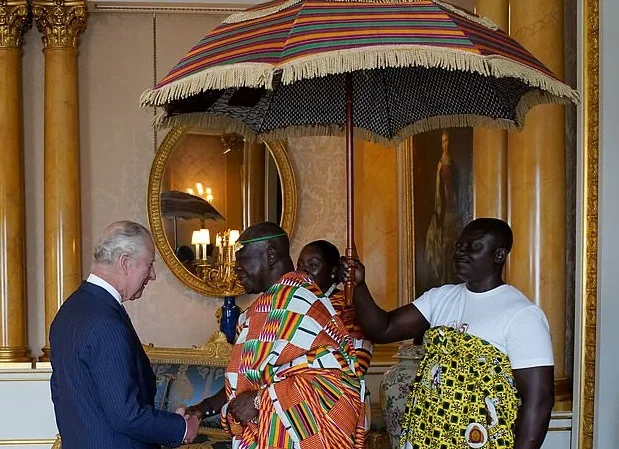 Here Is Why Otumfour Was Covered With An Umbrella During A Close-Door Meeting With King Charles