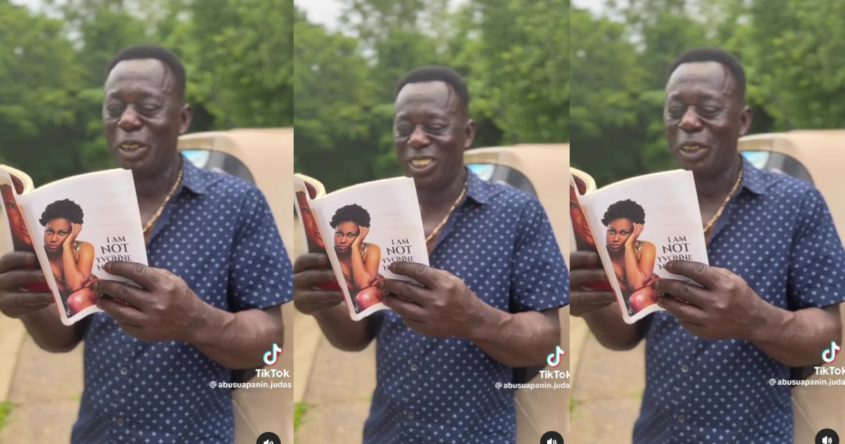 Legendary Actor Abusuapanyin Judas spotted reading Yvonne Nelson’s book in new Video (Watch)