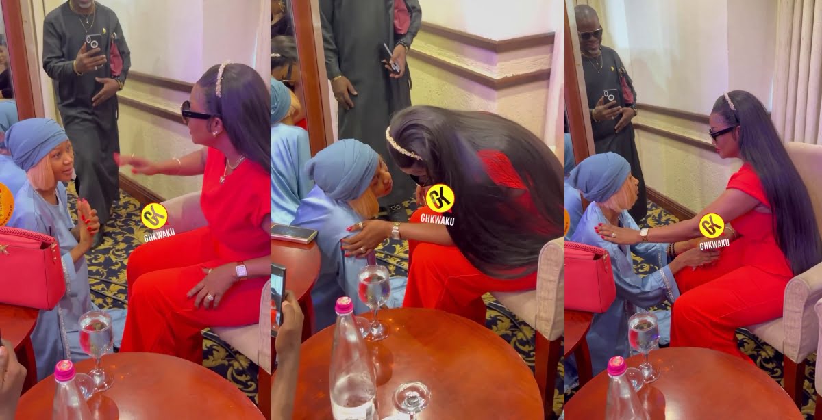 Akuapem Poloo goes on her knees and apologies to Nana Ama Mcbrown for Forgiveness In New Video)