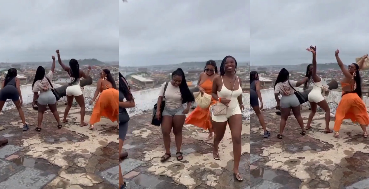 Beautiful Black-American Ladies ‘Tw3rks for the Ancestors’ At The Cape Coast Castle (Watch Video)