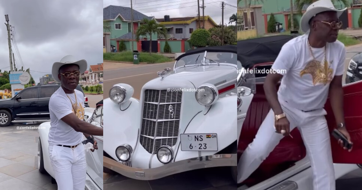 Despite's Rich Friend, Nana Sarfo Shows Off Luxury Vintage Car in New Video