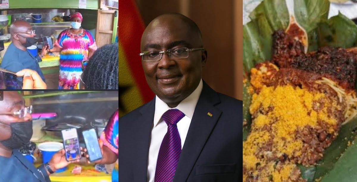 Dr. Bawumia Shouts 'Eiii' After Buying Small Waakye For GHC60 At The Roadside - Watch Video