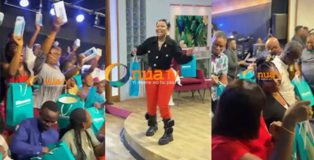 Nana Ama McBrown Gifts All The Audience Of Onua Showtime Phones, T-Shirts, and Power Bank – Watch Video