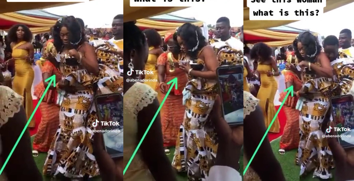 Na Witchcraft: Reactions As Woman “Rubs” Bride’s Stomach on Wedding Day As She Dances (Watch Video)