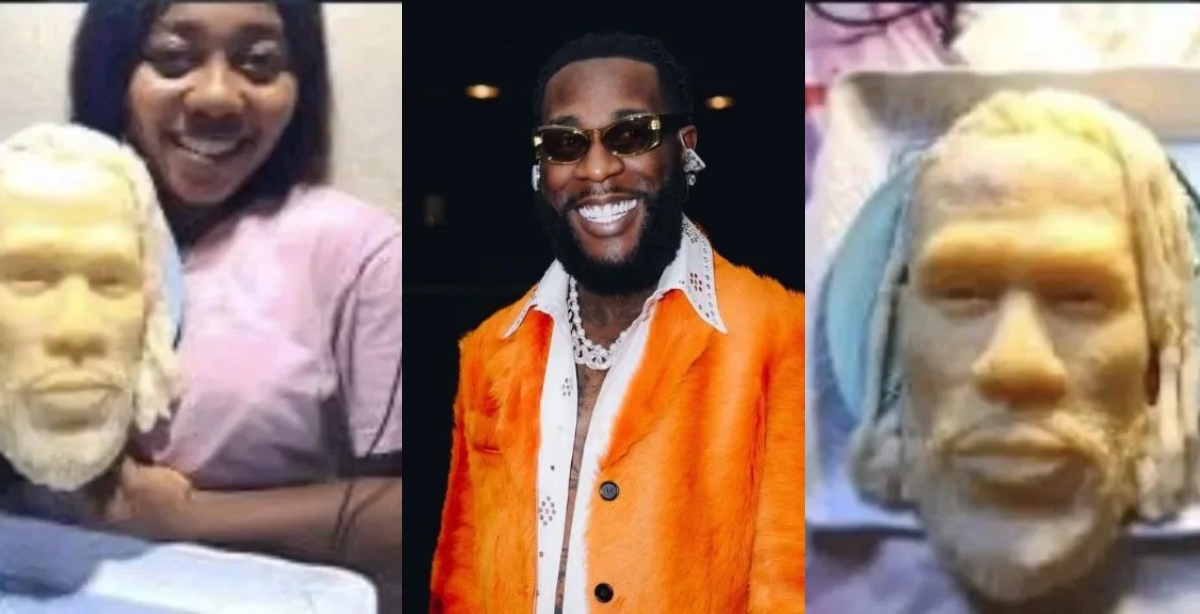 Young Lady Recreates Burna Boy's Face with Fufu - See Photos