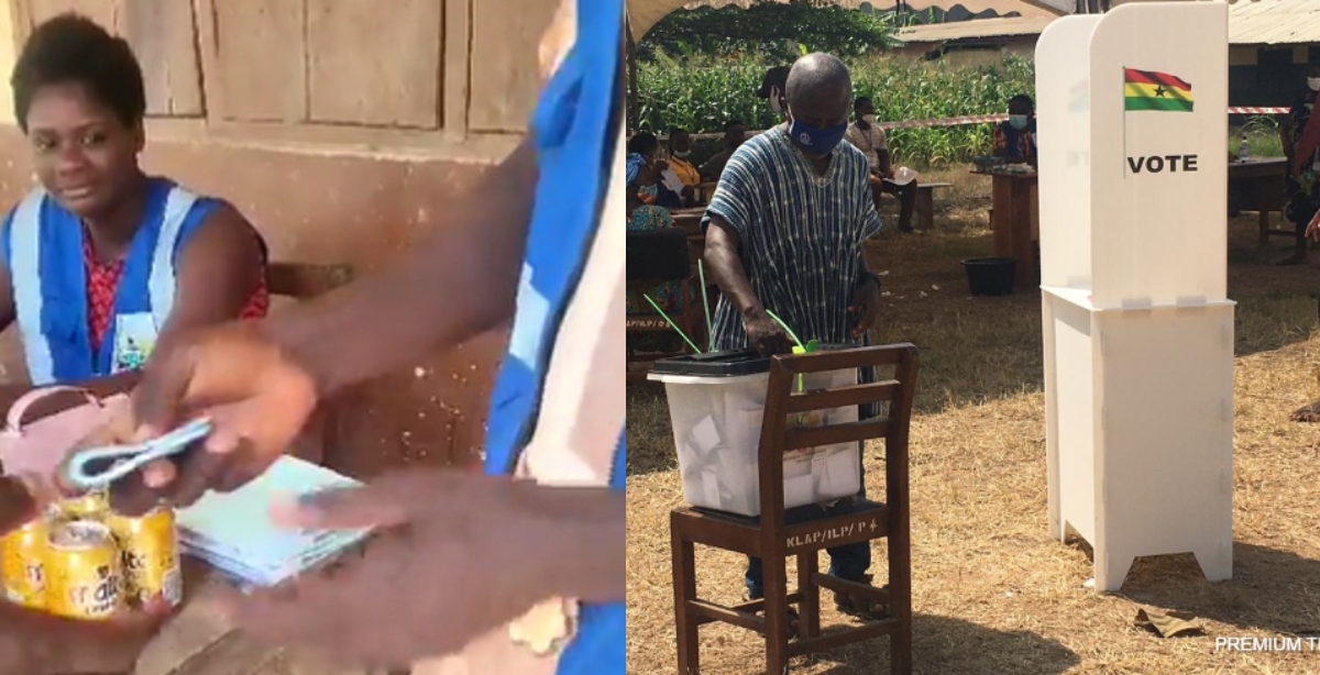 Watch Video: Presiding Officer of Electoral Commission caught on camera taking bribe at Assin North