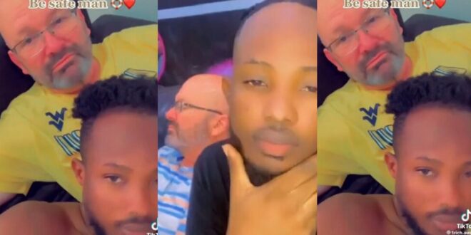 Young Ghanaian gᾶy man shares loved-up video with his White male lover (Watch)