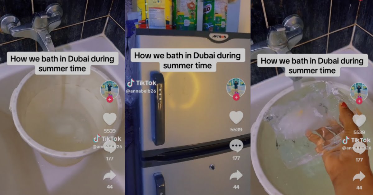 Nigerian Lady Shows How She Survives the Hot Season in Dubai