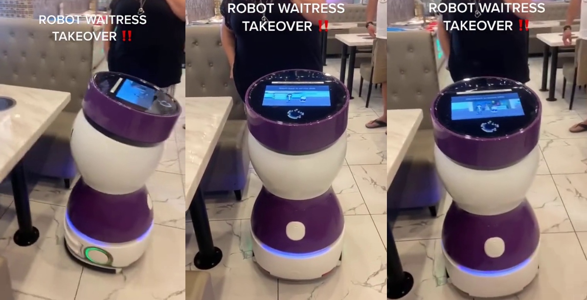 “I will be sacked” – Robot Waiter Expresses Frustration at customer who blocks its way (Watch Video)