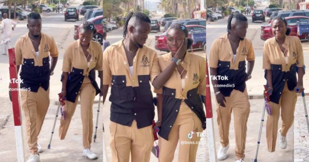 "Through thick and thin:" Man's touching gesture of taking his amputated girlfriend out in matching attire goes viral, warming hearts online.