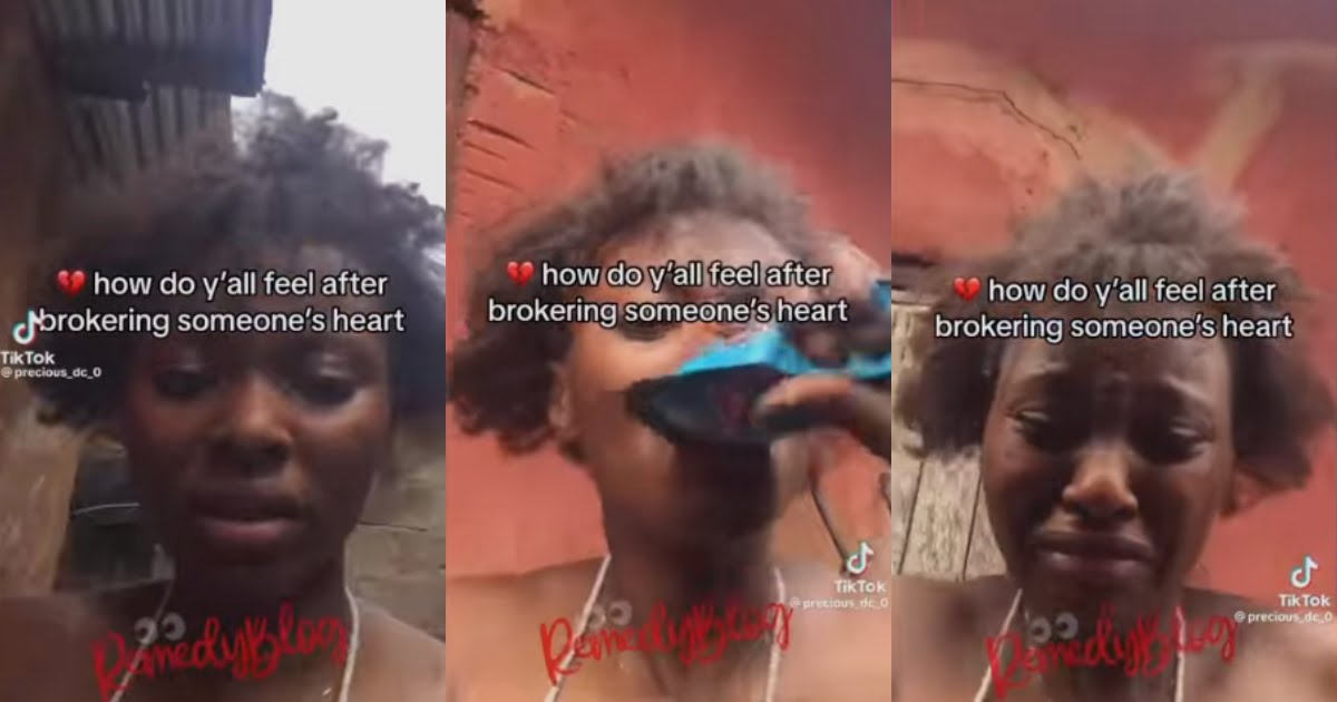 Young Lady shares disturbing clip of herself drinking ‘hypo’ after suffering heartbreak