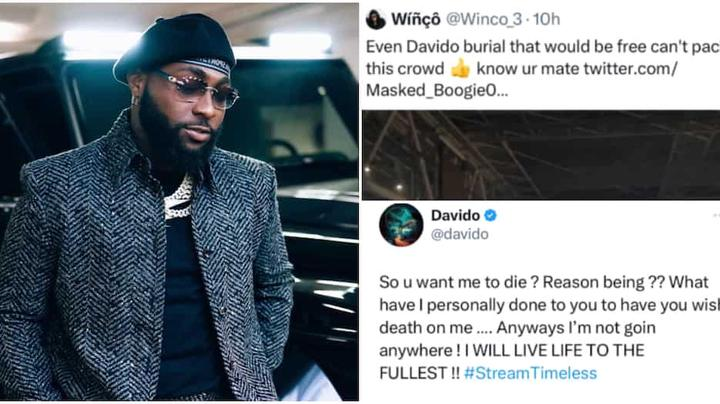 “What Have I Personally Done to You?” Davido Replies Troll Who Wished Death on Him, Tweets Spark Debate