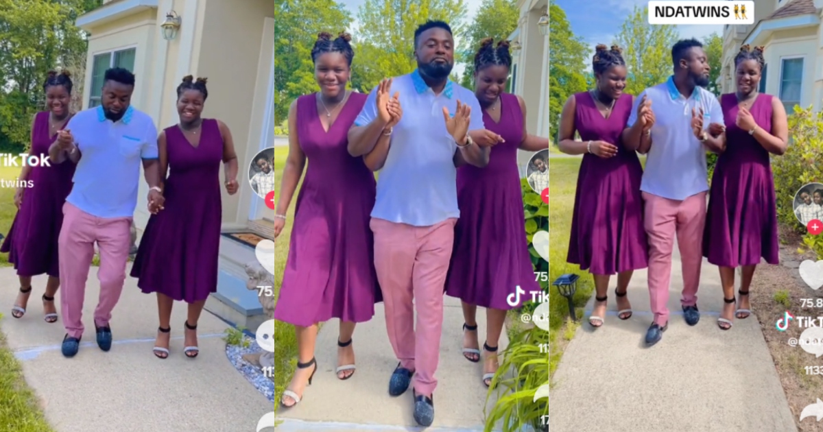 A Ghanaian father residing in the US showcases his beautiful twins in a video while grooving to a music (Watch video)