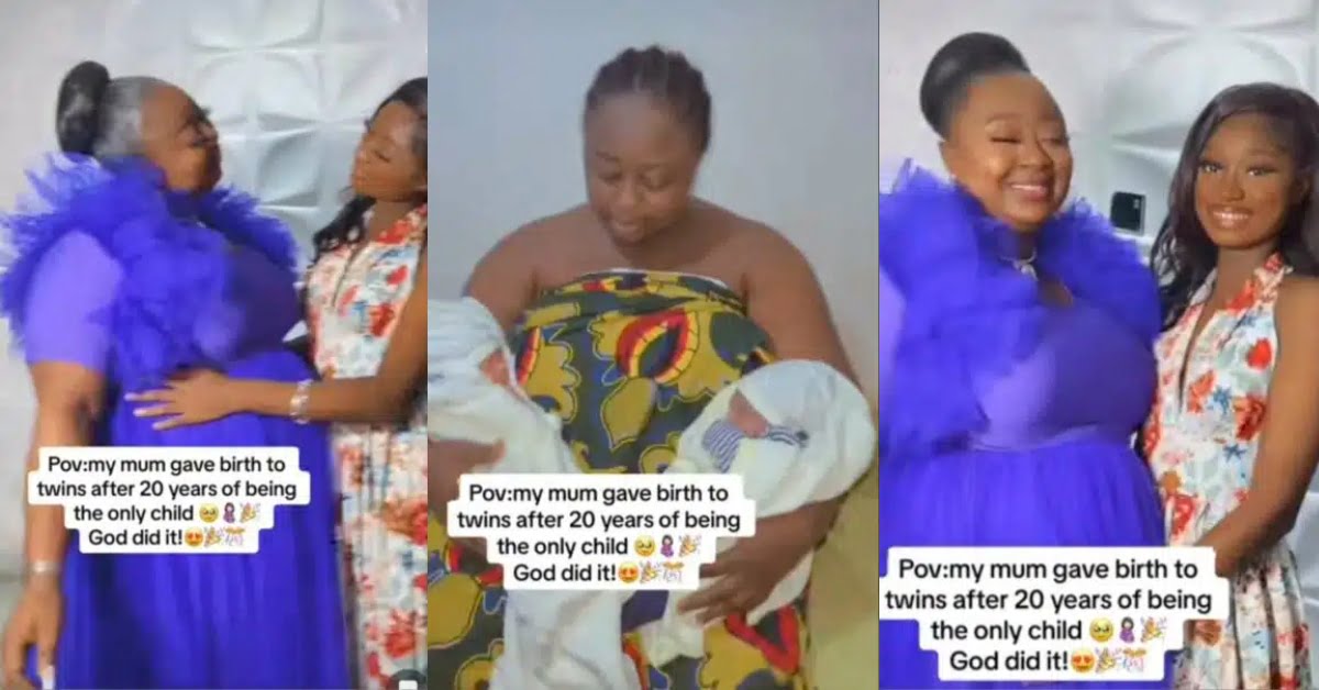 Lady celebrates as her mother finally gives her siblings after 20 years of being the only child (Video)