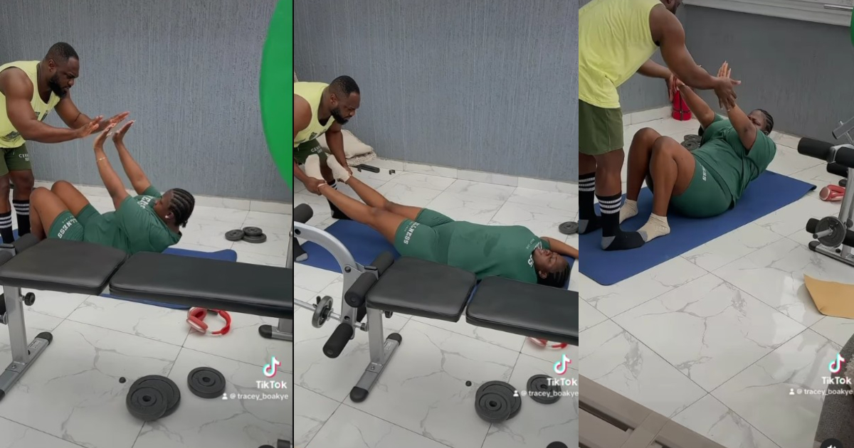 Tracey Boakye's Husband Assists Her To Get Flat Tummy As She Workouts in New Video 