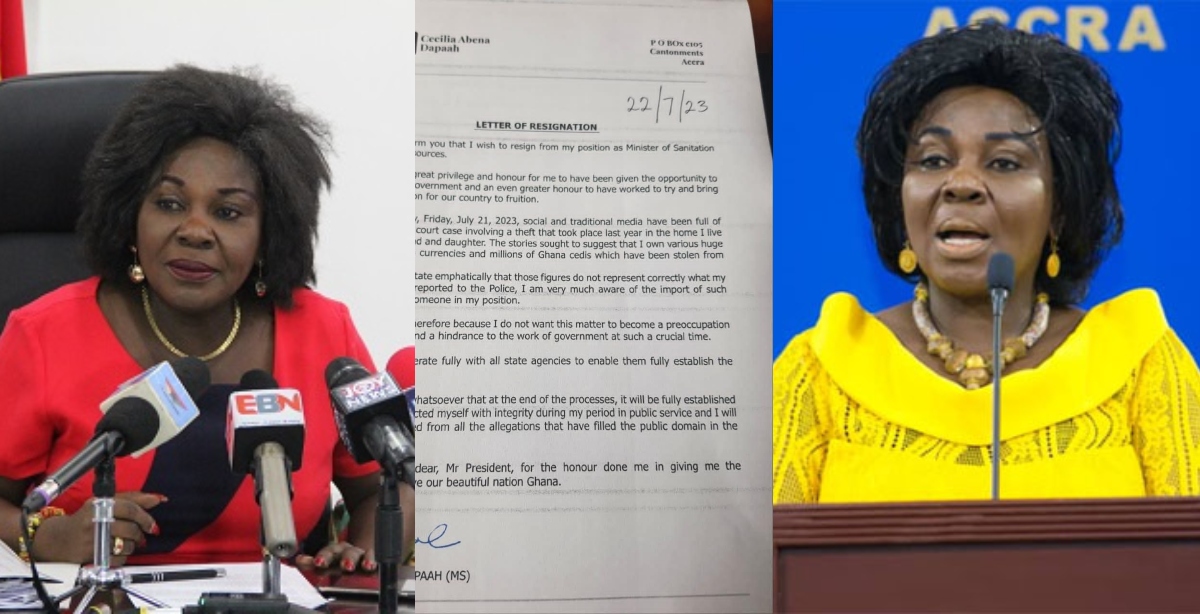 Sanitation Minister, Cecilia Abena Dapaah resigns amidst $1 million scandal