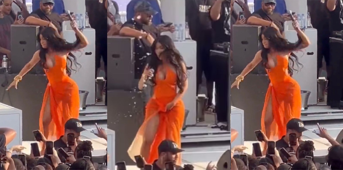 Watch The Moment Cardi B Threw Her Microphone at A Fan Who Threw A Liquid At Her During Her Stage Performance