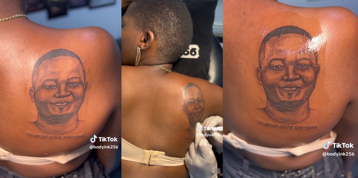 It will end in tears: Reactions as Young Lady tattoos rare face of her boyfriend on her back - Watch Video