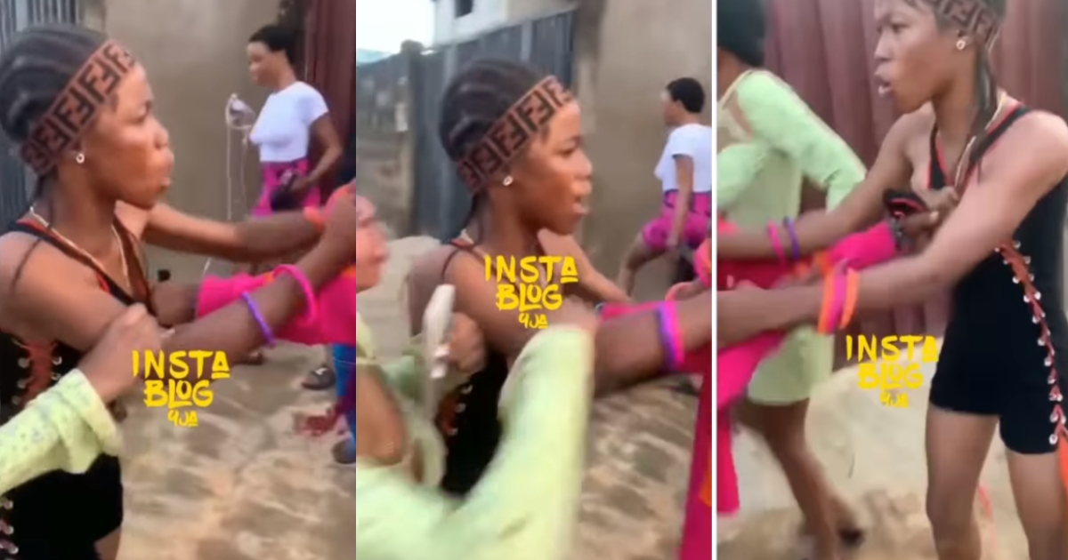 Wahala: Two Young Ladies fight mercilessly over a Man in trending video - Watch
