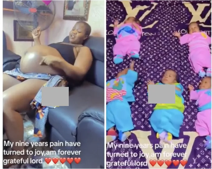 Nigerian Lady Gives Birth To Quintuplets After Nine Years Of Waiting