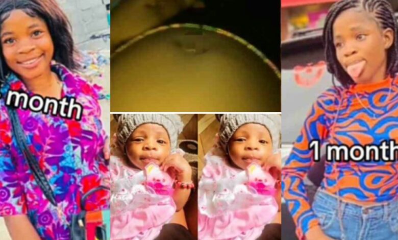 Pregnant young lady with no baby bump gives birth to her first child - video stir online (Watch)
