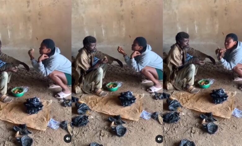 Video of a beautiful teenage girl eating with his ‘mentally ill’ father goes viral (WATCH)