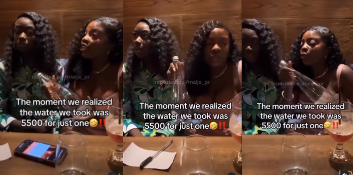 Wahala No Dey Finish: 3 slay queen unknowingly drink a bottle of water that costs GHc80 at a restaurant (Watch Video)