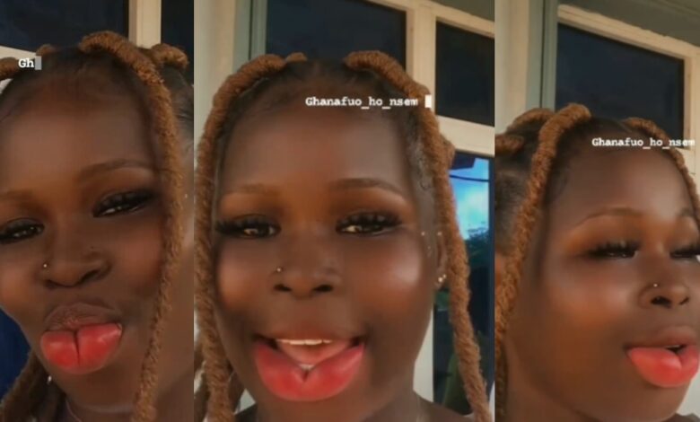 Young Lady shows off her big reddish lips after undergoing surgery – Watch Video
