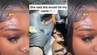 Young Lady tattoos her boyfriend’s name on her face to prove her love for him - Watch video
