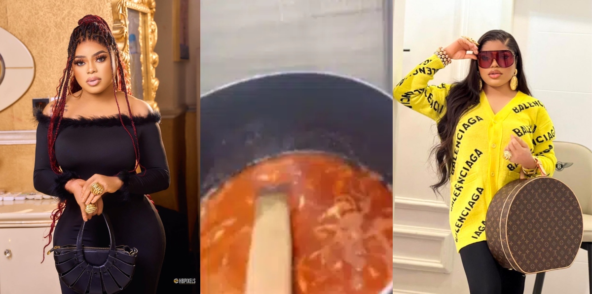 Your girlfriend can not cook like me – Bobrisky brags as he prepares Party jollof rice in new video (Watch)