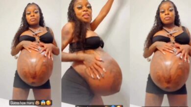 How many babies? - Pregnant Young lady flaunts her big baby bump in this video