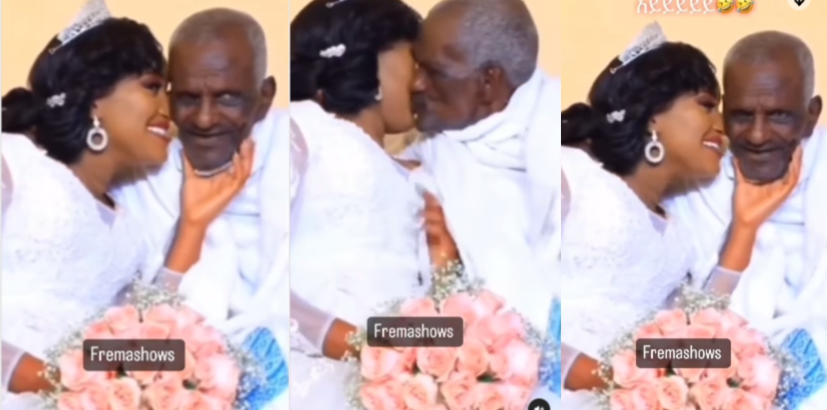 Massive reactions as another young lady marries an 80-year-old toothless man because of money - Watch Video